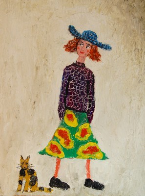 PAUL ROBINSON - woman in blue hat with cat